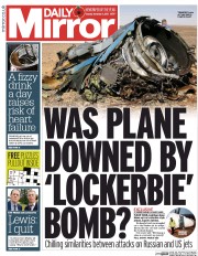 Daily Mirror (UK) Newspaper Front Page for 3 November 2015