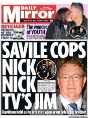 Daily Mirror (UK) Newspaper Front Page for 3 January 2013