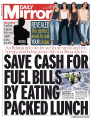 Daily Mirror Newspaper Front Page (UK) for 3 February 2015