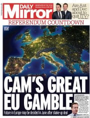 Daily Mirror (UK) Newspaper Front Page for 3 February 2016