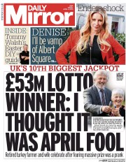 Daily Mirror Newspaper Front Page (UK) for 3 April 2015