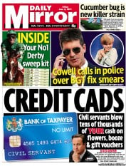 Daily Mirror (UK) Newspaper Front Page for 3 June 2011