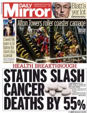 Daily Mirror (UK) Newspaper Front Page for 3 June 2015