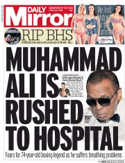 Daily Mirror (UK) Newspaper Front Page for 3 June 2016