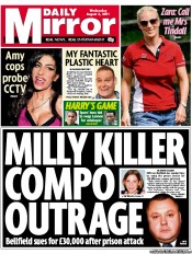Daily Mirror (UK) Newspaper Front Page for 3 August 2011