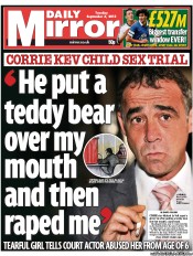 Daily Mirror Newspaper Front Page (UK) for 3 September 2013