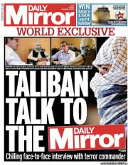 Daily Mirror Newspaper Front Page (UK) for 4 October 2013