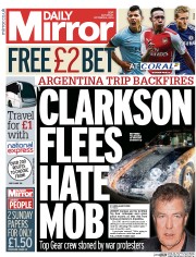 Daily Mirror (UK) Newspaper Front Page for 4 October 2014