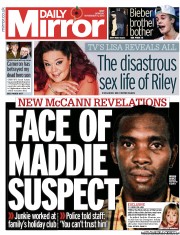Daily Mirror Newspaper Front Page (UK) for 4 November 2013