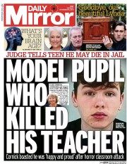 Daily Mirror (UK) Newspaper Front Page for 4 November 2014