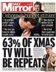 Daily Mirror (UK) Newspaper Front Page for 4 December 2014