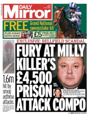 Daily Mirror Newspaper Front Page (UK) for 4 April 2014