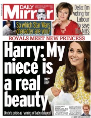 Daily Mirror Newspaper Front Page (UK) for 4 May 2015