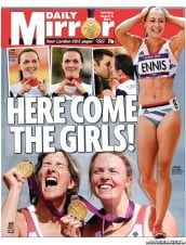 Daily Mirror (UK) Newspaper Front Page for 4 August 2012