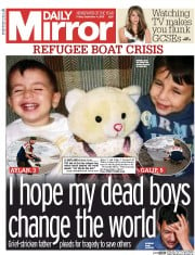 Daily Mirror (UK) Newspaper Front Page for 4 September 2015