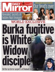 Daily Mirror Newspaper Front Page (UK) for 5 November 2013