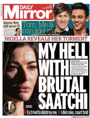 Daily Mirror Newspaper Front Page (UK) for 5 December 2013