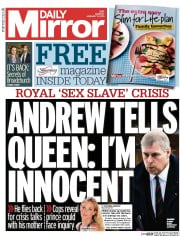 Daily Mirror Newspaper Front Page (UK) for 5 January 2015