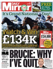 Daily Mirror Newspaper Front Page (UK) for 5 April 2014