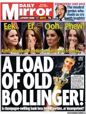 Daily Mirror (UK) Newspaper Front Page for 5 July 2012