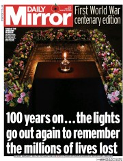 Daily Mirror (UK) Newspaper Front Page for 5 August 2014