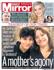 Daily Mirror (UK) Newspaper Front Page for 6 October 2016