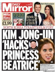 Daily Mirror (UK) Newspaper Front Page for 6 December 2014