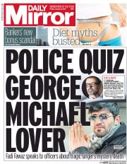 Daily Mirror (UK) Newspaper Front Page for 6 January 2017