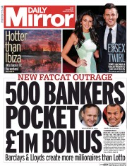 Daily Mirror Newspaper Front Page (UK) for 6 March 2014