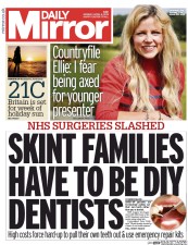 Daily Mirror Newspaper Front Page (UK) for 6 April 2015