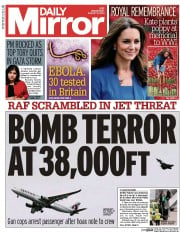 Daily Mirror (UK) Newspaper Front Page for 6 August 2014