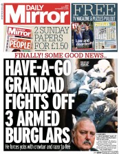 Daily Mirror Newspaper Front Page (UK) for 6 September 2014