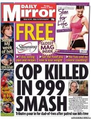 Daily Mirror (UK) Newspaper Front Page for 7 January 2013