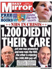 Daily Mirror (UK) Newspaper Front Page for 7 February 2013