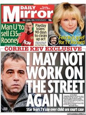 Daily Mirror Newspaper Front Page (UK) for 7 March 2013