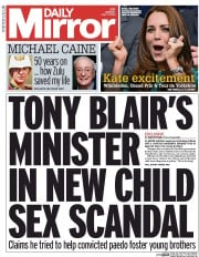 Daily Mirror Newspaper Front Page (UK) for 7 July 2014