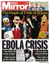 Daily Mirror Newspaper Front Page (UK) for 8 October 2014