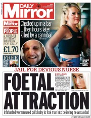 Daily Mirror Newspaper Front Page (UK) for 8 November 2014