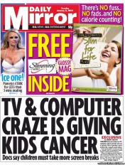 Daily Mirror (UK) Newspaper Front Page for 8 January 2013