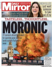 Daily Mirror (UK) Newspaper Front Page for 8 February 2016