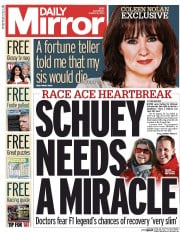 Daily Mirror Newspaper Front Page (UK) for 8 March 2014