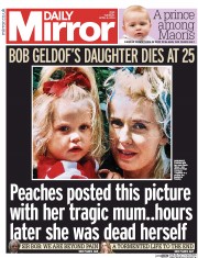 Daily Mirror Newspaper Front Page (UK) for 8 April 2014
