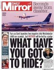 Daily Mirror Newspaper Front Page (UK) for 8 July 2014