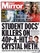Daily Mirror (UK) Newspaper Front Page for 8 August 2014
