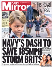 Daily Mirror (UK) Newspaper Front Page for 8 September 2017