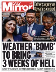 Daily Mirror Newspaper Front Page (UK) for 9 December 2014