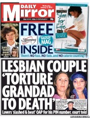 Daily Mirror (UK) Newspaper Front Page for 9 January 2013