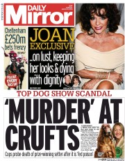 Daily Mirror Newspaper Front Page (UK) for 9 March 2015