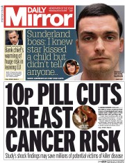 Daily Mirror (UK) Newspaper Front Page for 9 March 2016