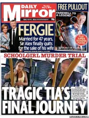 Daily Mirror Newspaper Front Page (UK) for 9 May 2013